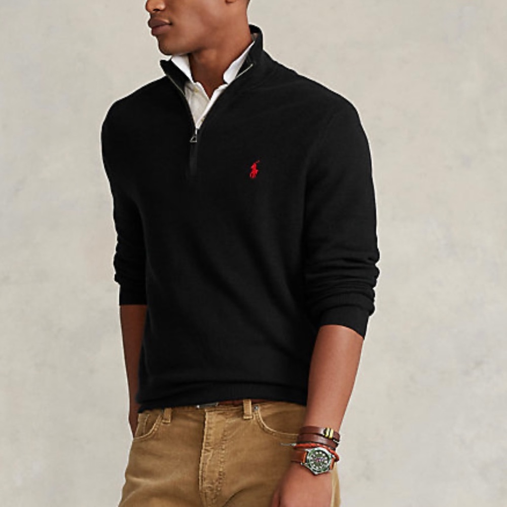 Black Mens Ralph Lauren Polo Quarter Zip Pullover